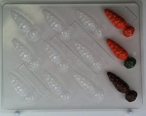 Small carrot molds 12 cavity plastic chocolate mold - carrot cake toppers