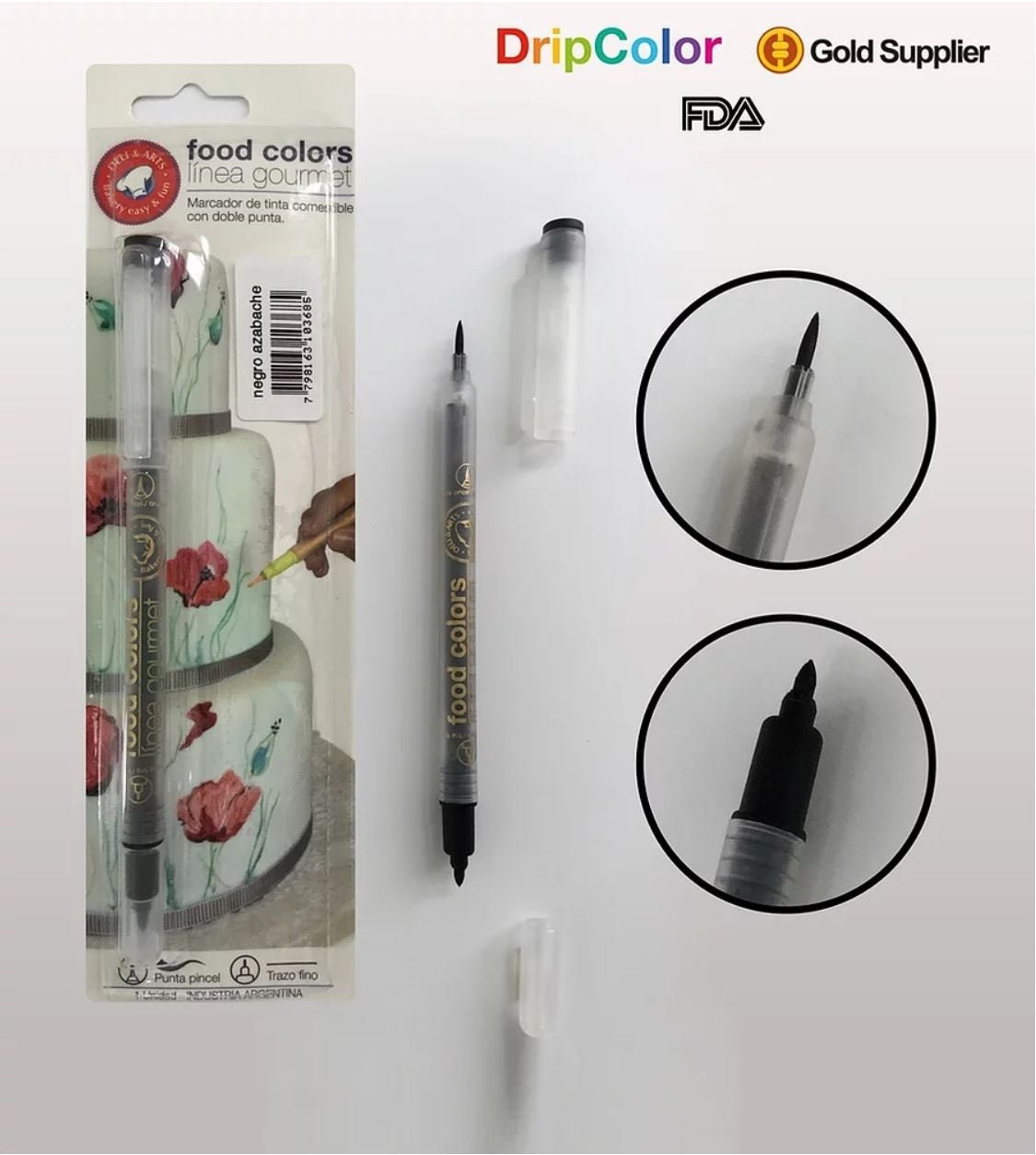 Food Color Ink Marker 2 tip Pen Gourmet Line - JET BLACK