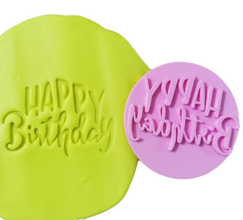 40mm happy birthday cookie embosser plastic stamp