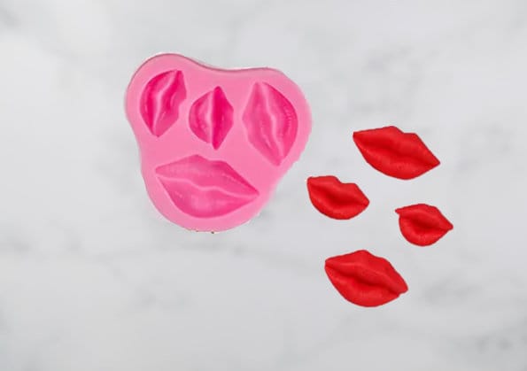 Lips Silicone Mold - 4 pc kiss lips mold, fondant mold, wax mold, chocolate mold