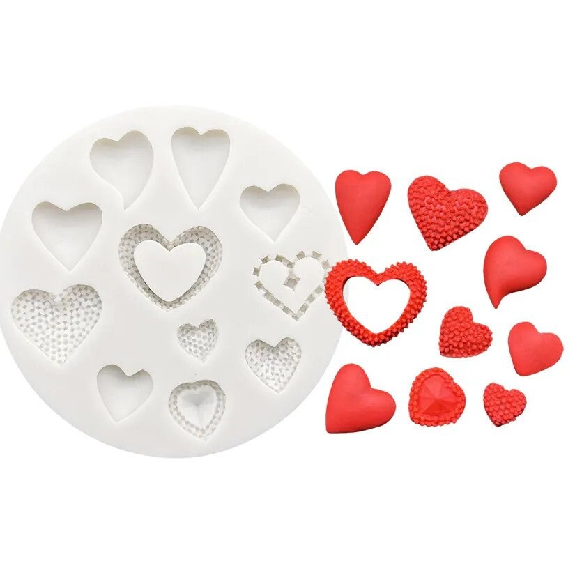 Assorted Mini Hearts Mold - Valentines mold, Heart mold, Resin, wax, fondant, chocolate mold