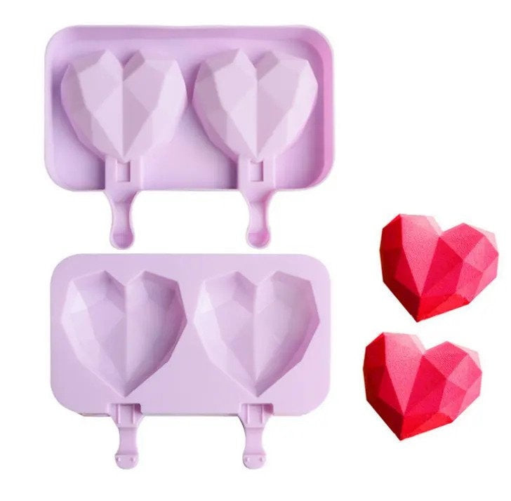 Geometric Heart Cakesicle mold - silicone heart pop mold