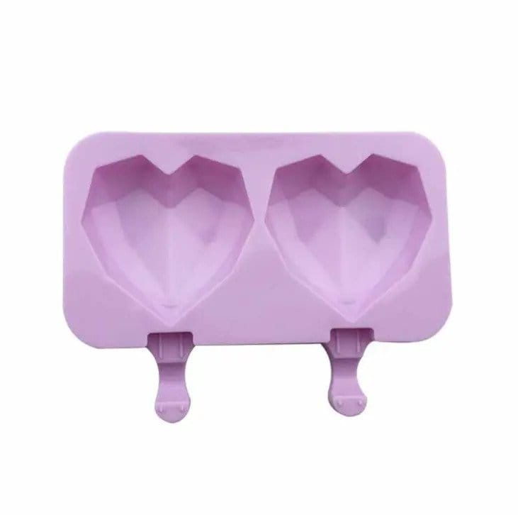 Geometric Heart Cakesicle mold - silicone heart pop mold