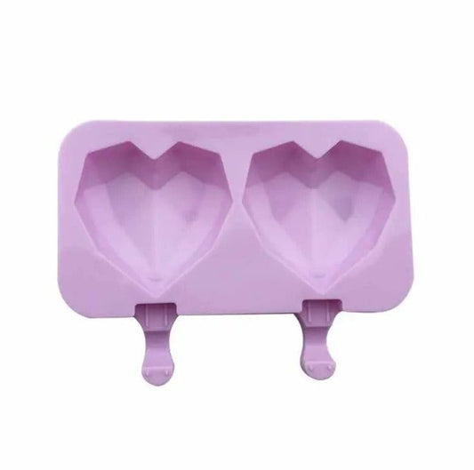 Geometric Heart Cakesicle mold - silicone heart pop mold