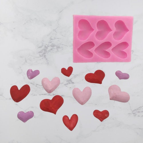 Silicone Groovy heart candy mold - assorted hearts chocolate fondant silicone mold, resin mold, wax mold