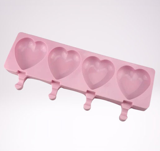 4 Cavity Large Smooth Heart Cakesicle Mold - Cake pop Mold and popsicles sticks