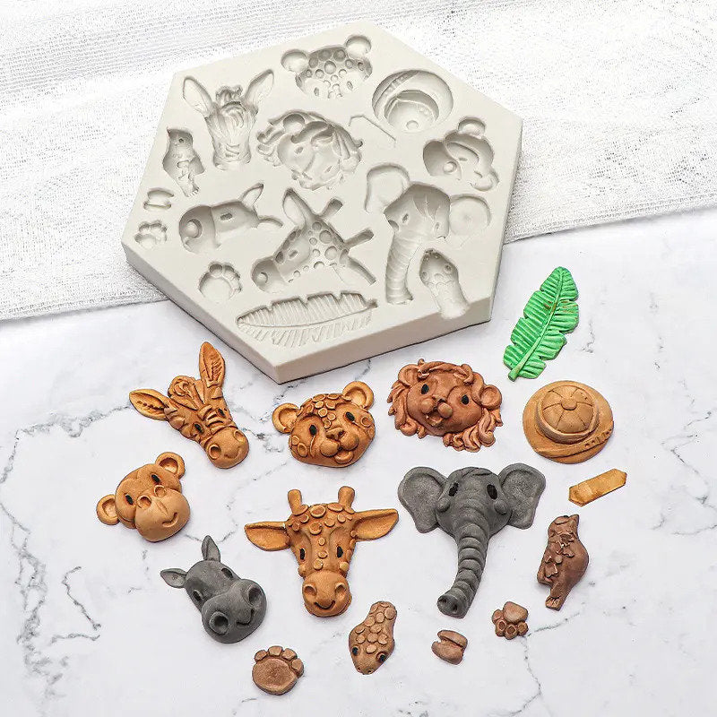 Animal safari zoo silicone mold - chocolate fondant resin mold