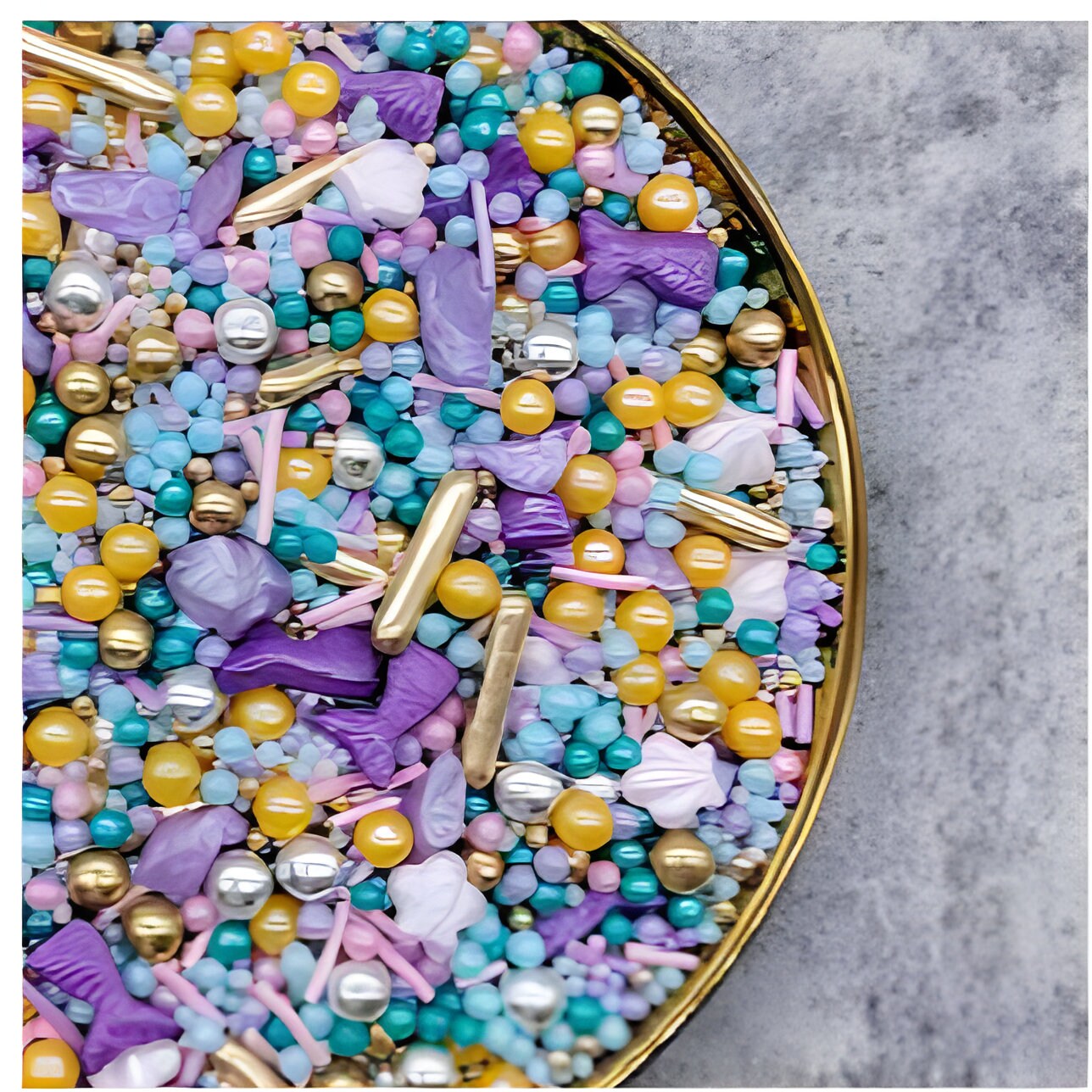 Mermaid Sprinkle mix gold rods, mermaid tail sprinkles