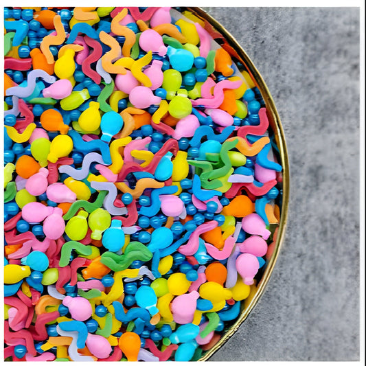 Birthday Sprinkle Mix 184g jar - rainbow balloons birthday party sprinkles